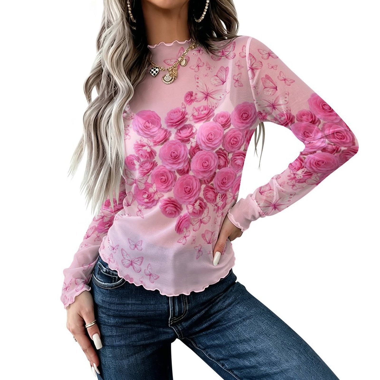 Butterfly Bloom Mesh Top