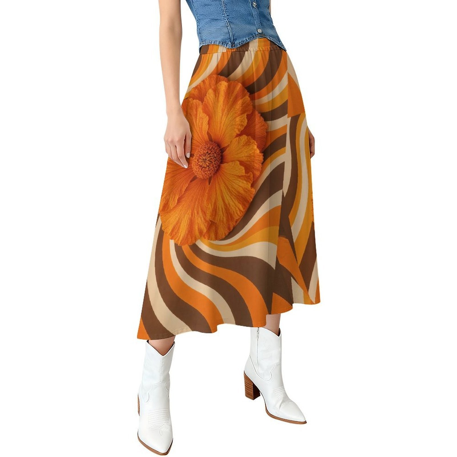 Orange Jaffa Midi Skirt